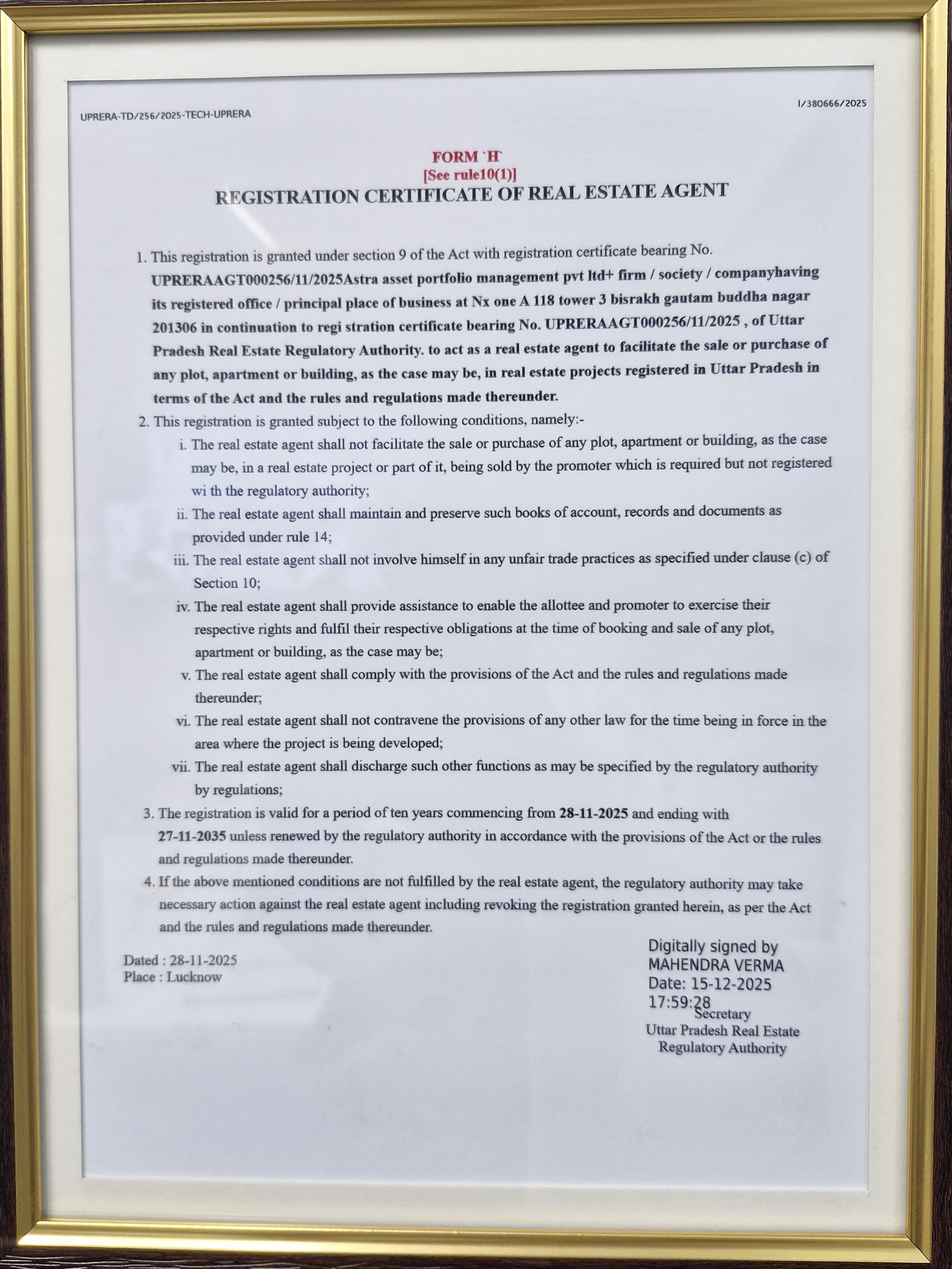 RERA Certificate